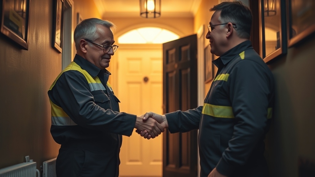 Engineer shaking hands with a Wandsworth homeowner after locating their leak
